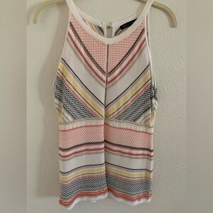 WHBM small Knit Tank Top with Gold Metallic Threads, pink, tan, yellow